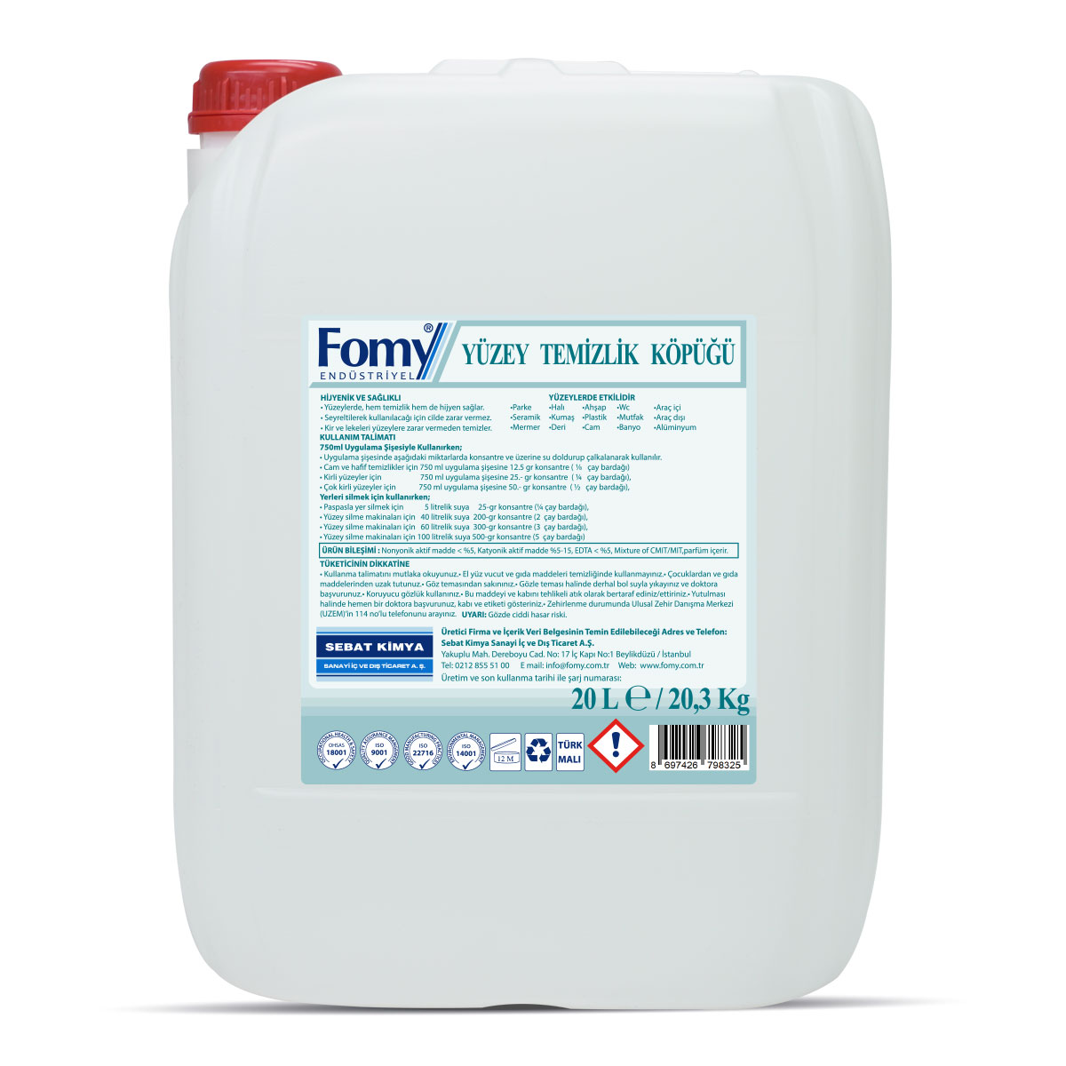 FOMY Konsantre Yüzey Temizlik Köpüğü 20 LT